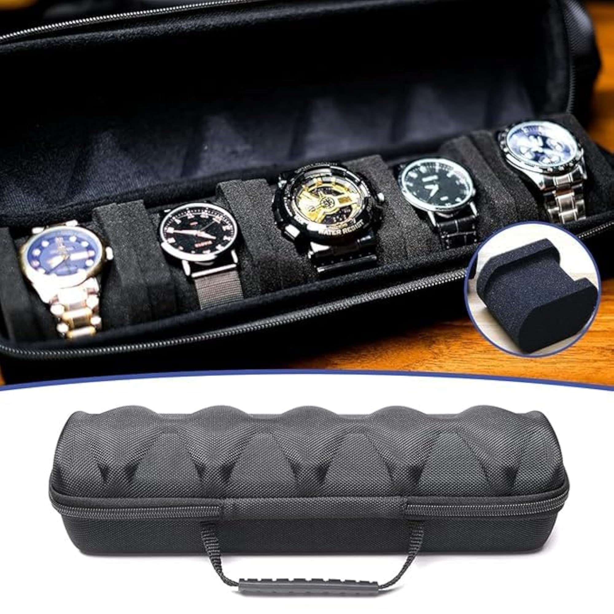 Zippered Hard Shell Watch Case Organizer for All Watches